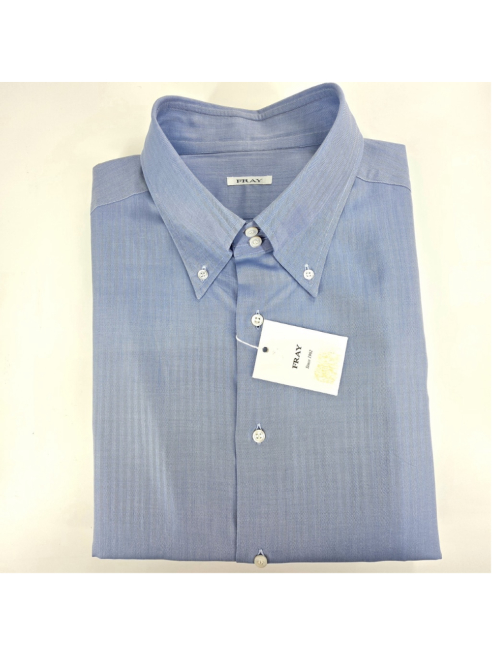 Quiet Luxury Fray Dress Shirt Mens 2XL Blue Herringbone Italian Button Down - Picture 4 of 16